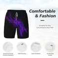 thumbnail image 3 of Mens Swim Trunks Black Purple Abstract Quick Dry Board Shorts with Compression Liner, 3 of 6