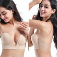thumbnail image 4 of Women Silicone Adhesive Stick on Gel Push-Up Bras Backless Strapless Drawstring Corset Invisible Bra, 4 of 5