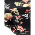 thumbnail image 5 of Unique Bargains Women's Floral Contrast Collar Belted Work Office Knee Length Dress XS Black, 5 of 6