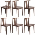 thumbnail image 3 of EYYTHUNG Wood Dining Chairs Set of 6, Farmhouse Kitchen Chairs with Curved Back Mid Century Wishbone Dining Chairs, Brown, 3 of 8