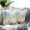 thumbnail image 2 of Ocean Life Outdoor Pillow Covers Pack of 2 Marine Coral Shell Algae Starfish Oil Painting Waterproof Throw Pillow Covers Decorative Cushion Cases for Patio Garden Tent Balcony Couch 18x18 inch, 2 of 8