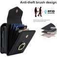thumbnail image 3 of Phone Case for Samsung Galaxy Z Flip 3 5G 2021 Wallet Cover with RFID Blocking Ring Crossbody Wrist Strap Stand Credit Card Holder Leather Cell Accessories ZFlip3 Z3 Flip3 3Z Women Men Black, 3 of 11