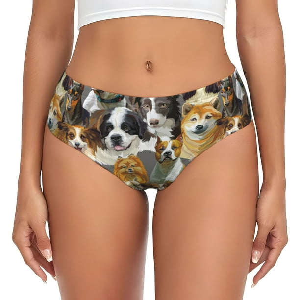 Balery Cute Dog Ropa Interior de Algodón para Mujer con Dibujo – Braguitas Cómodas y Elásticas, Estilo Clásico-4X-Large