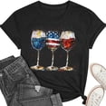 thumbnail image 5 of Mifsaly American Flag Shirt Women Crewneck Short Sleeve Cotton Tops Summer Casual Wine Glass Graphic T Shirts Daily Wear Versatile Patriotic Summer Fashion Tees L, 5 of 6