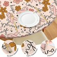 thumbnail image 4 of Breast Cancer Awareness Pink Ribbon Floral Pattern Round Fitted Tablecloth with Elastic Edge,Dining Table Cover Waterproof,Outdoor Round Tablecloth for Camping,Dining,Indoor and Outdoor, 4 of 7