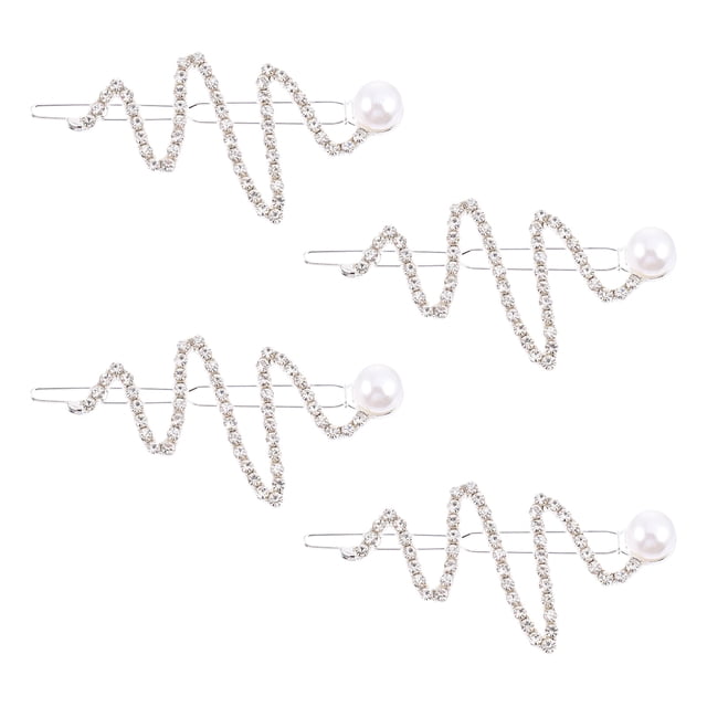 Miangastore Barrette Strass Perles Décoration de Coiffure 4 Pcs 3X1.4X0.5In