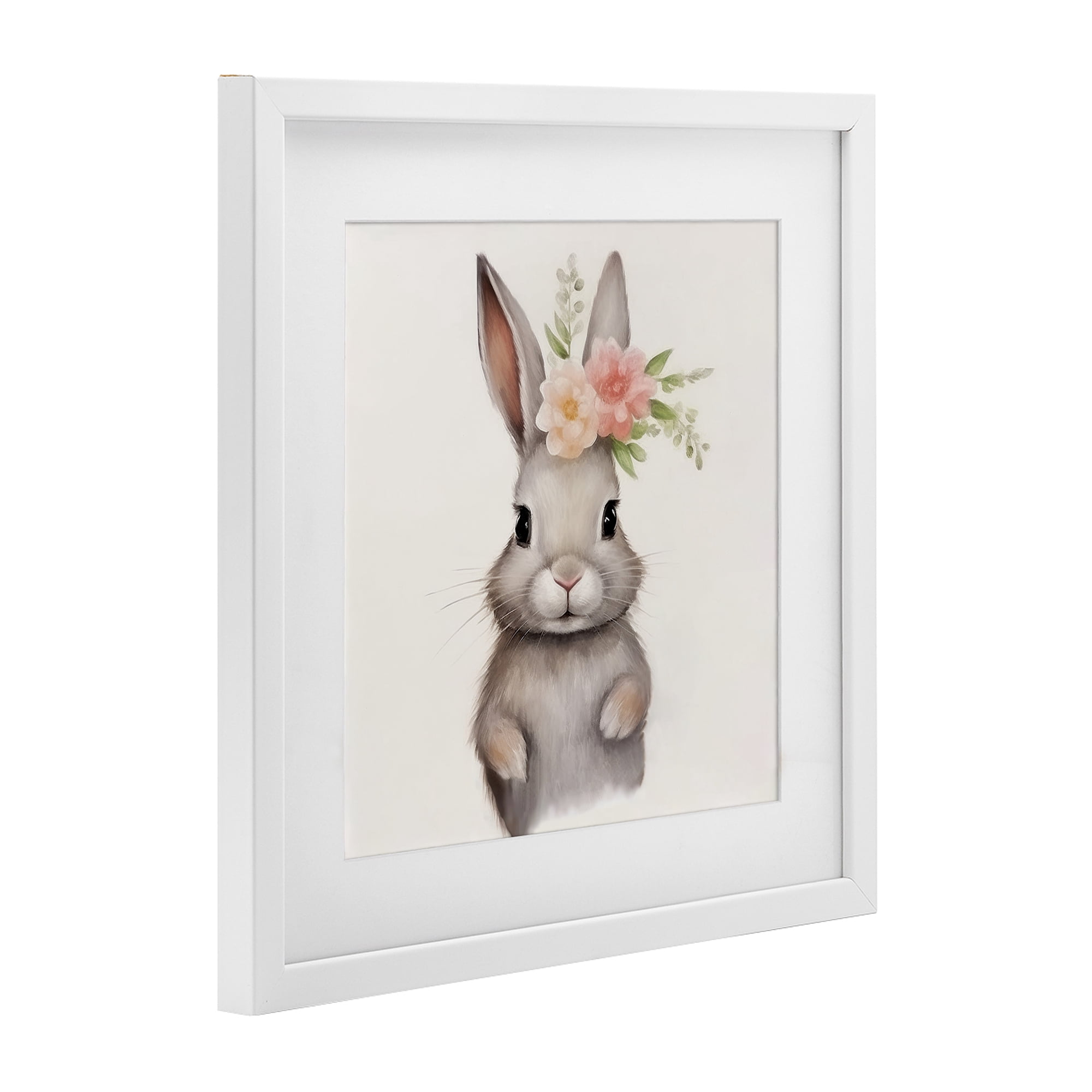Stupell Industries Sweet Floral Crowned Bunny White Framed Print Under Glass, design by Lazar Studio