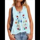thumbnail image 1 of Blusas Bordadas con Flores para Mujer, Cuello en U, Flecos y Lazo Frontal, Camisetas Sin Mangas Holgadas Estilo Bohemio . Azul S, 1 of 7