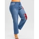 thumbnail image 1 of Tamaño extra grande de la tela escocesa de Patch Jeans gastados Rosegal Vaqueros de talla grande, 1 of 5