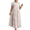 thumbnail image 2 of Robe Maxi d'Été Grande Taille pour Femmes, Sans Manches, Bretelles Spaghetti, Longue, Plage, Fleurs Roses, TG, 2 of 7