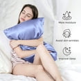 thumbnail image 2 of Silk Pillow Cases with Zipper,Pillow Case,Cornflower Blue,Standard,1pc, 2 of 7