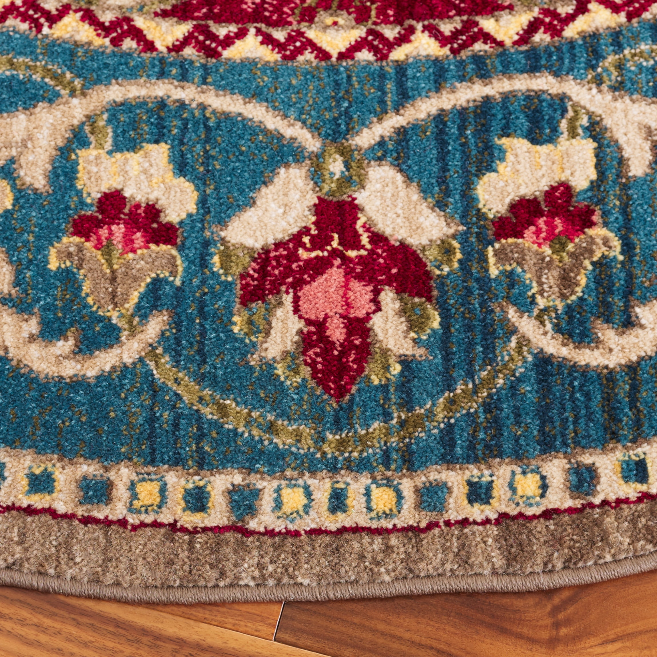 Safavieh Kashan Vincent Oriental Area Rug, Taupe/Blue, 3'3" x 3'3" Round