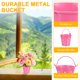 thumbnail image 2 of Uxcell Paquete de 3 Cubos Metálicos Pequeños con Asa, 2.4 x 2 Pulgadas Cubos Mini de Hierro para Jardineras/Plantas de Granja [Lunares, Magenta], 2 of 6