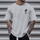 thumbnail image 2 of Playeras De Compresión De Verano Para Hombre, Camiseta De Manga Corta Con Cuello Redondo Y Estampado Parcial, Camiseta De Tendencia Con Estampado De Plumas, 2 of 4