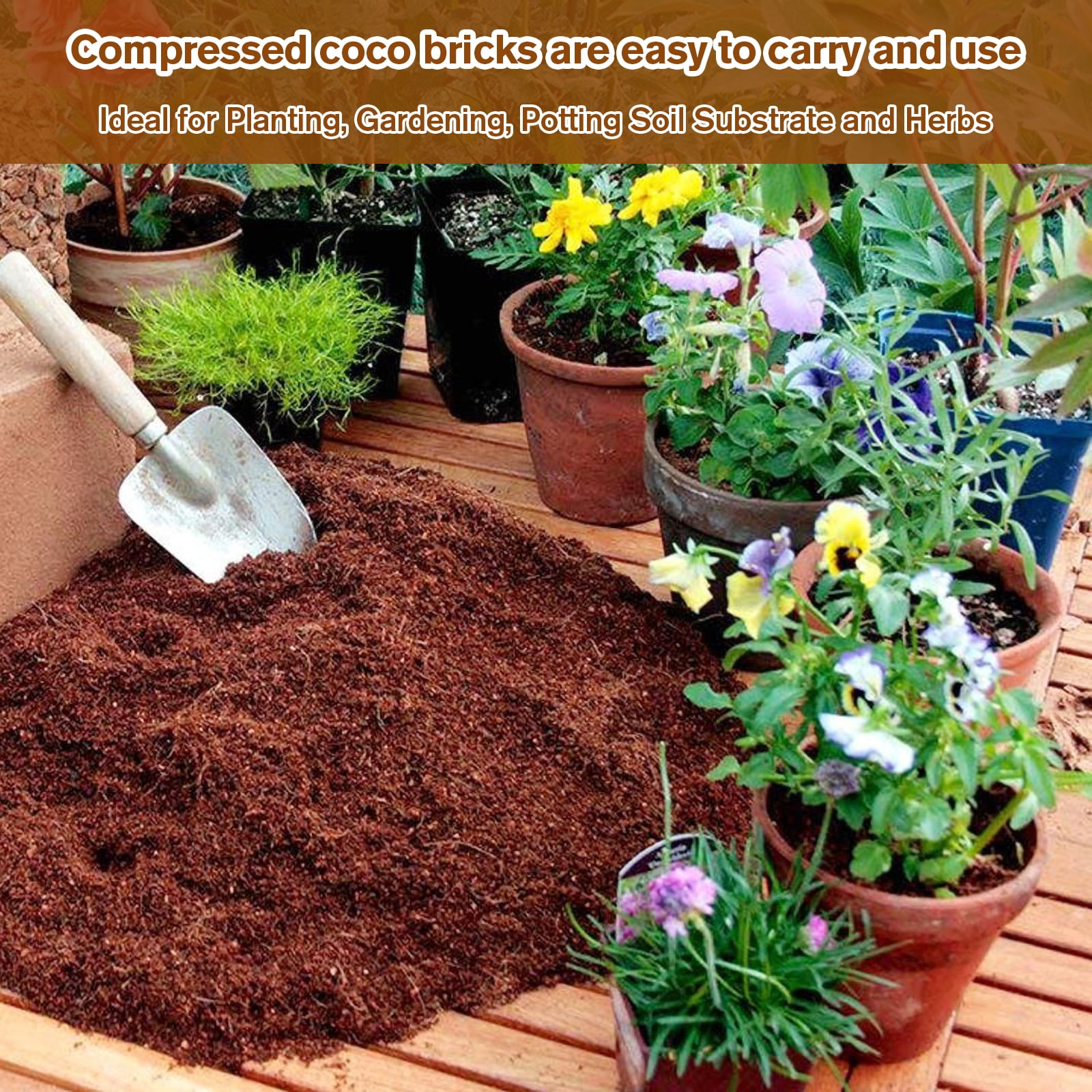Pack of 10 Organic Coco Coir Bricks- 100% Natural Compressed Coco Peat Brick Coconut Fiber Substrate with Low EC& pH Balance, Coir Plant Soil Enhance Root Growth for Herbs, Flowers, House Plants
