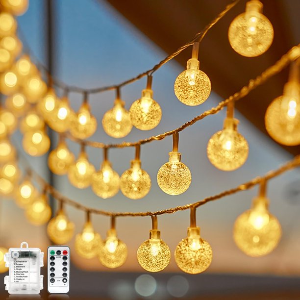 String Lights YoTelim, bola de cristal LED de 33 pies y 80 pulgadas, color blanco cálido