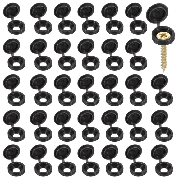 Screw Snap Covers, Plastic Hinged Screw Cover Caps for Home Furniture 5 mm & 200 Pack & Black