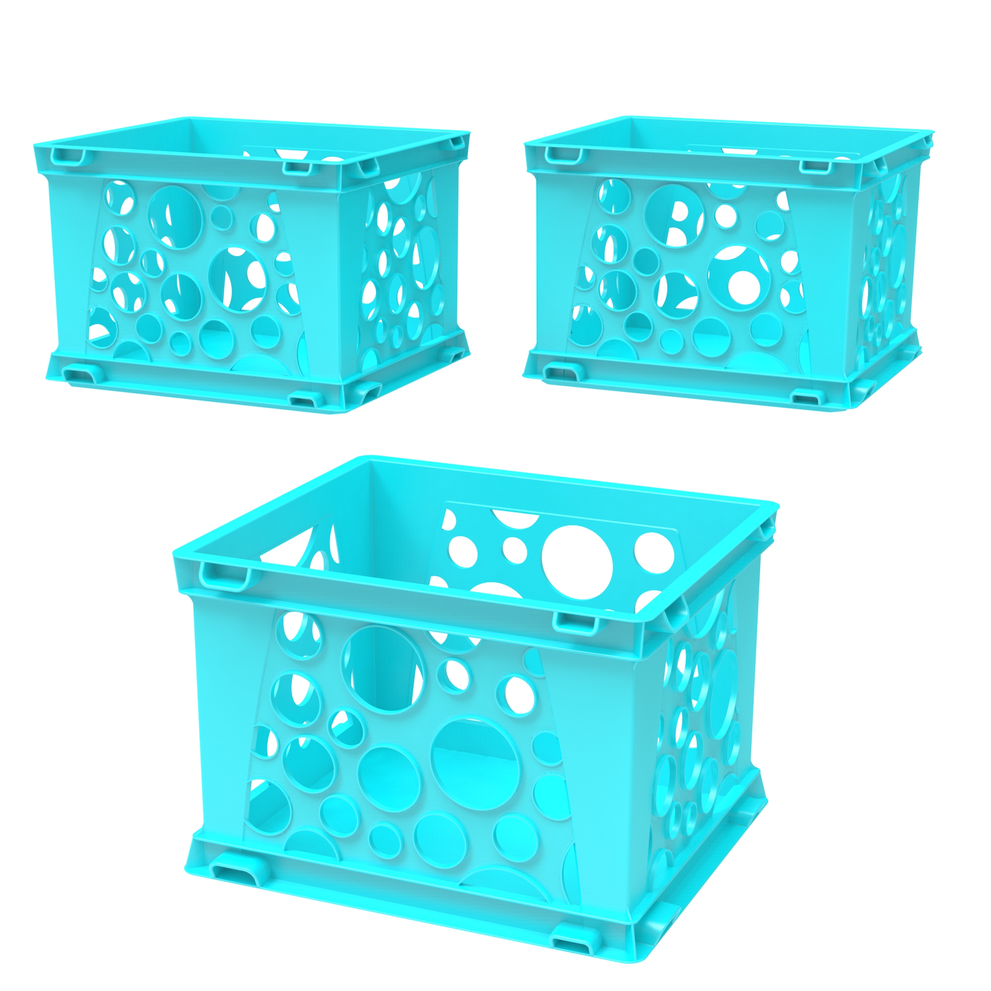 Storex Plastic Mini Crate, Modular Desktop Paper Storage Box, Teal, 3