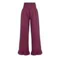 thumbnail image 5 of Nestiefly Womens Wide Leg Pants Drawstring Elastic High Waisted Ruffle Hem Palazzo Pants with Pockets 2026 Purple XL, 5 of 6