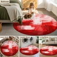 thumbnail image 6 of Red Round Area Rug 4 FT, Non Slip Indoor Outdoor Rug, Modern White Oil Painting Art Abstract Washable Soft Circular Carpet Non-Shedding Floor Mat for Coffee Table Nursery Foyer Balcony, 6 of 9