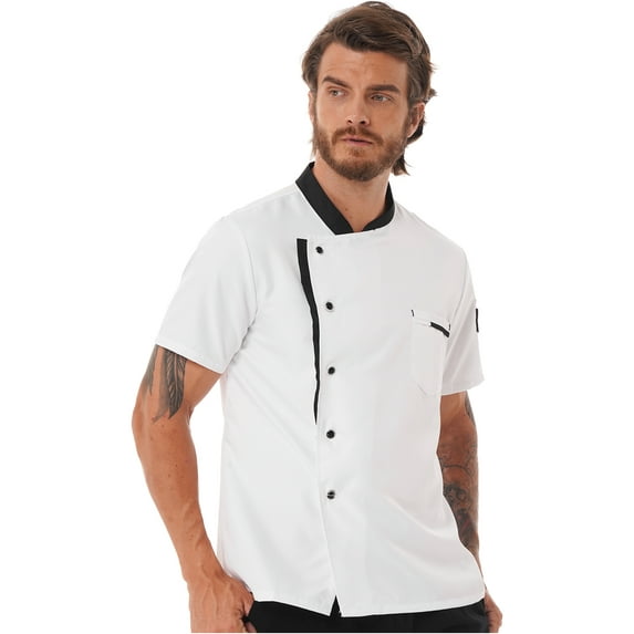 Aislor Unisex Chef Jacket Chef Coat Chef Uniform Short Sleeve Cooking Hotel Kitchen Uniform Tops