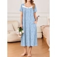 thumbnail image 5 of Avidlove Long Nightgowns for Women Henley Floral Ladies Gowns Short Sleeve Btton Neck Nightdress House Dress Sleepwear with Pockets, 5 of 9