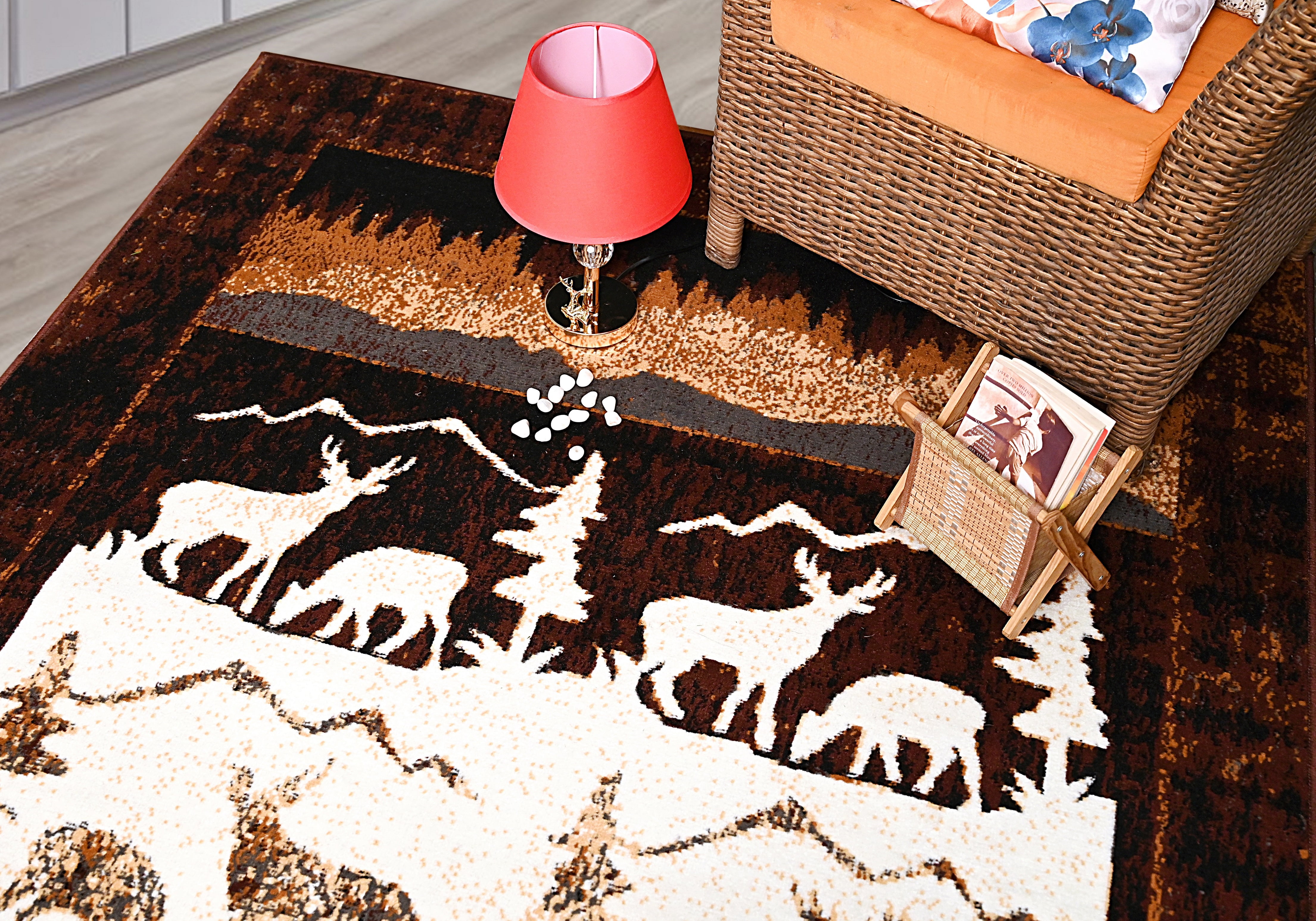 Winter Xmas Decorative Rug Rustic Moose Deer Pattern Floor - Temu