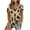 Khaki, variant on AOOCHASLIY Summer, Women's Tops Summer Leopard Print Raglan Short Sleeve Basic-T Shirt Blouse