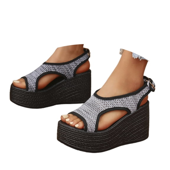 Wovix Women Trendy Sandals Foam Cushioned Insoles High Heel Shoes Platform Mesh Open Toe Ankle Strap Casual Daily Wear
