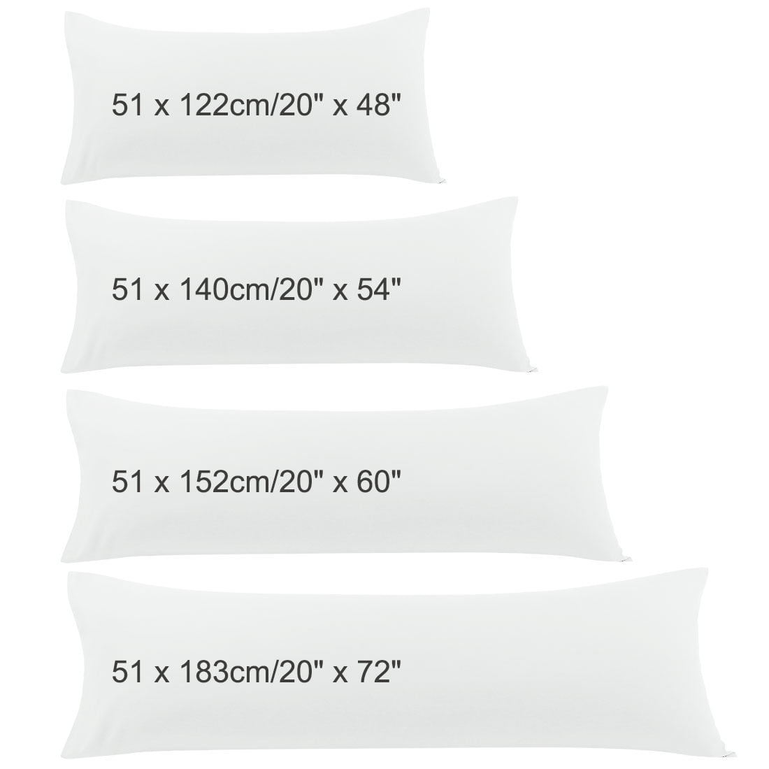 Unique Bargains 2 Packs Microfiber Solid Body Pillow Cover White 20" x 72"