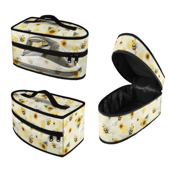 HELLHERO Light Clothes Iron Storage Case Bee and Sunflower Pattern Protective Iron Accessories Clothing Store Valentines Day(Case Only)