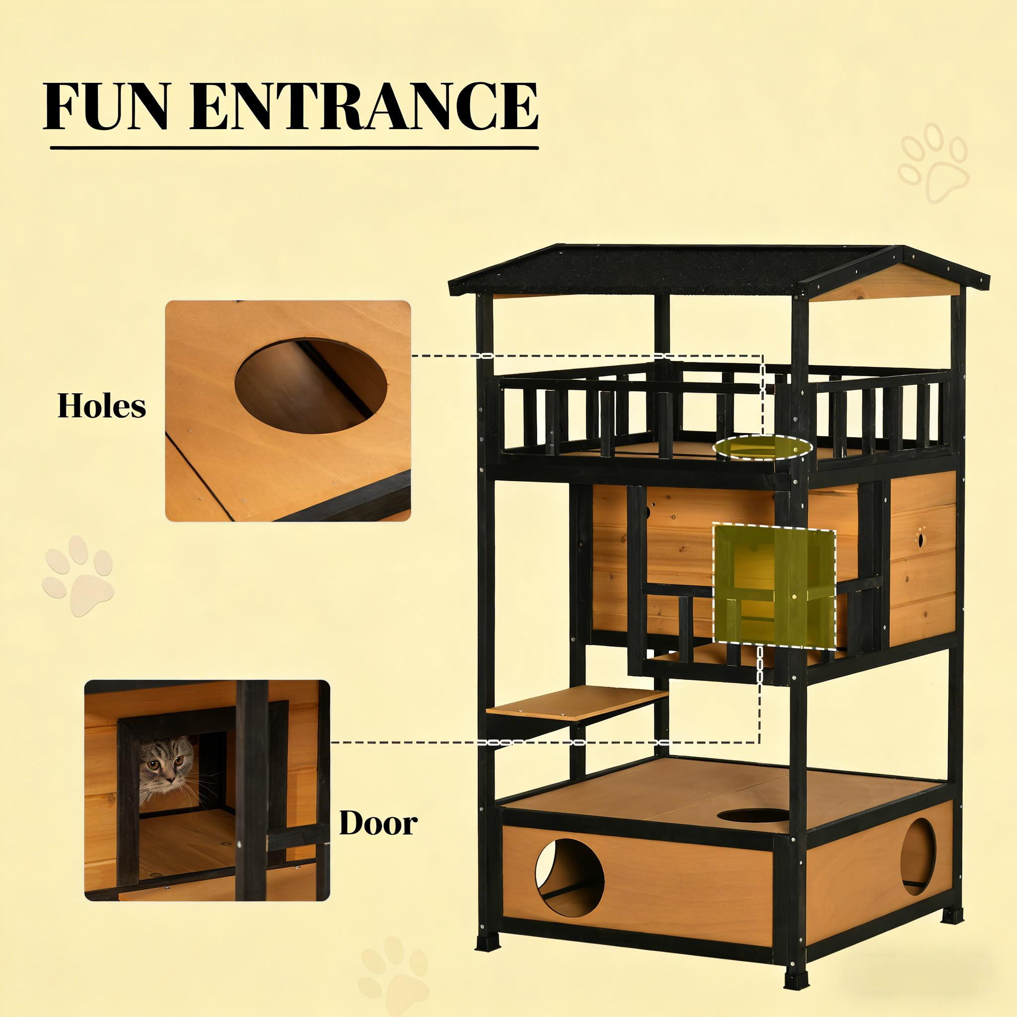 Pet House Wooden Outdoor Cat House