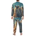 thumbnail image 7 of Salouo Starry Sky Cloud Wolf Print Button-Front Long Sleeve Pajama Set for Men, Soft 2Pjs Men's Long Sleeve Sleepwear -Large, 7 of 7