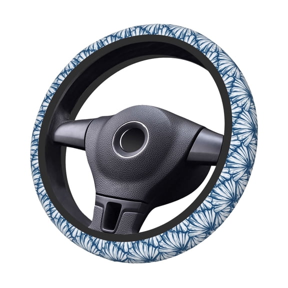 Kdxio Blue Shells Print Elastic Stretch Steering Wheel Cover,Auto Steering Wheel Cover,15 Inch Anti-Slip,Warm in Winter and Cool in Summer,Fit Suvs,Vans Cars,Trucks