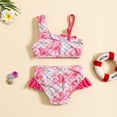 thumbnail image 6 of Huowey Baby Girls Summer Toddler 2 Piece Swimsuit Leopard Printed Bikini Sets Round Neck Top Ruffles Elastic Waiast Bottom Fashionable Swimwear Vacation Stylish Pool Beachwear,Red,5-6 Years, 6 of 8