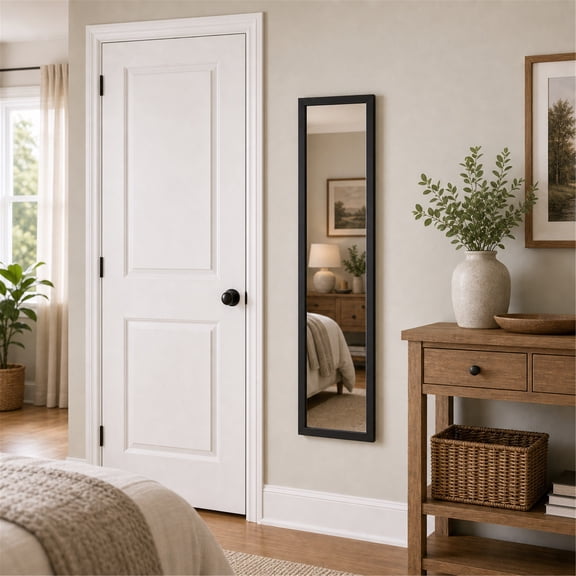 Mainstays 13x49 Black Rectangle Large Wall Mirror for Bathroom or Living Room