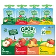 thumbnail image 1 of GoGo squeeZ Fruit Sauce Snack Pouches Variety Pack, Apple Apple, Apple Strawberry, Apple Peach, Apple Banana, No Sugar Added. 90g per pouch, 20 Pouches, 1 of 7