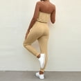 thumbnail image 4 of Women’s Summer Solid Tube Top Jumpsuit Strapless Bandeau Cold Shoulder Rompers Drawstring Elasitic Waist Long Playsuits, 4 of 4