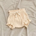thumbnail image 2 of Rggeeun Baby Girls Shorts Knit With Drawstring Waist Pants For Casual Playwear Comfortable Elastic Hem With Side Pockets Trendy Bottoms,Khaki,0-3 Months, 2 of 3