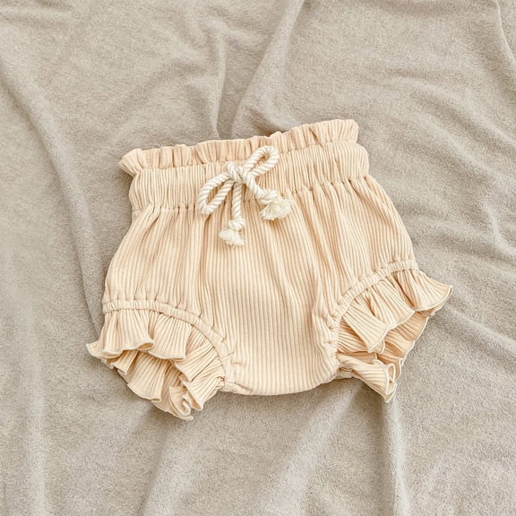 YMNXA Baby Toddler Girls Boys Knit Shorts Drawstring Elastic Waist Solid Color Comfortable Soft Shorts For Casual Daily Wear,Khaki,0-3 Months