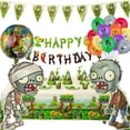 thumbnail image 2 of Globos de látex con temática de plantas zombis de dibujos animados para fiesta de cumpleaños, platos, pancartas, banderas, paquete para niños, suministros para fiestas y eventos, 2 of 5