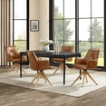 thumbnail image 5 of Modern Brown Leather Swivel Arm Chair with Wood Legs in Home Office, Task Chair, 5 of 8