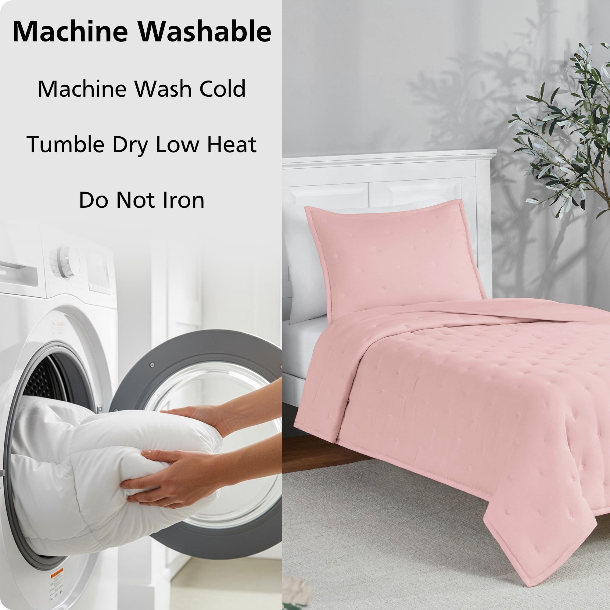 Mainstays Twin/Twin XL Comforter Set, All-Season, 2-Piece, Pink
