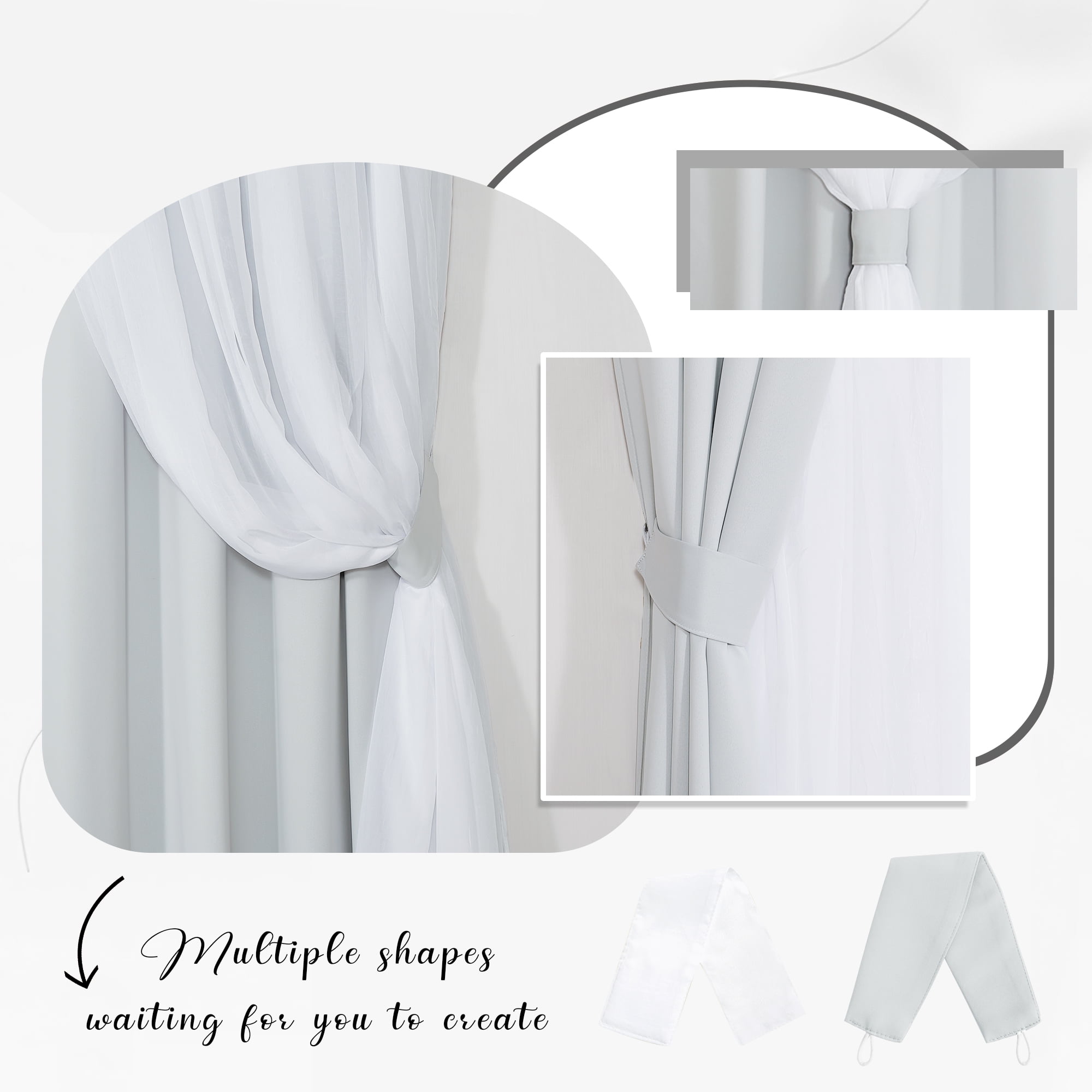 NICETOWN Blackout Double Layer White Curtains with Sheer for Bedroom Pravicy Grommet Solid Room Darkening Drapes, W52 x L84, Set of 2, Greyish White