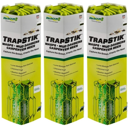RESCUE! Outdoor TrapStik for Wasps, Mud Daubers, and Carpenter Bees Trap, 3 Count