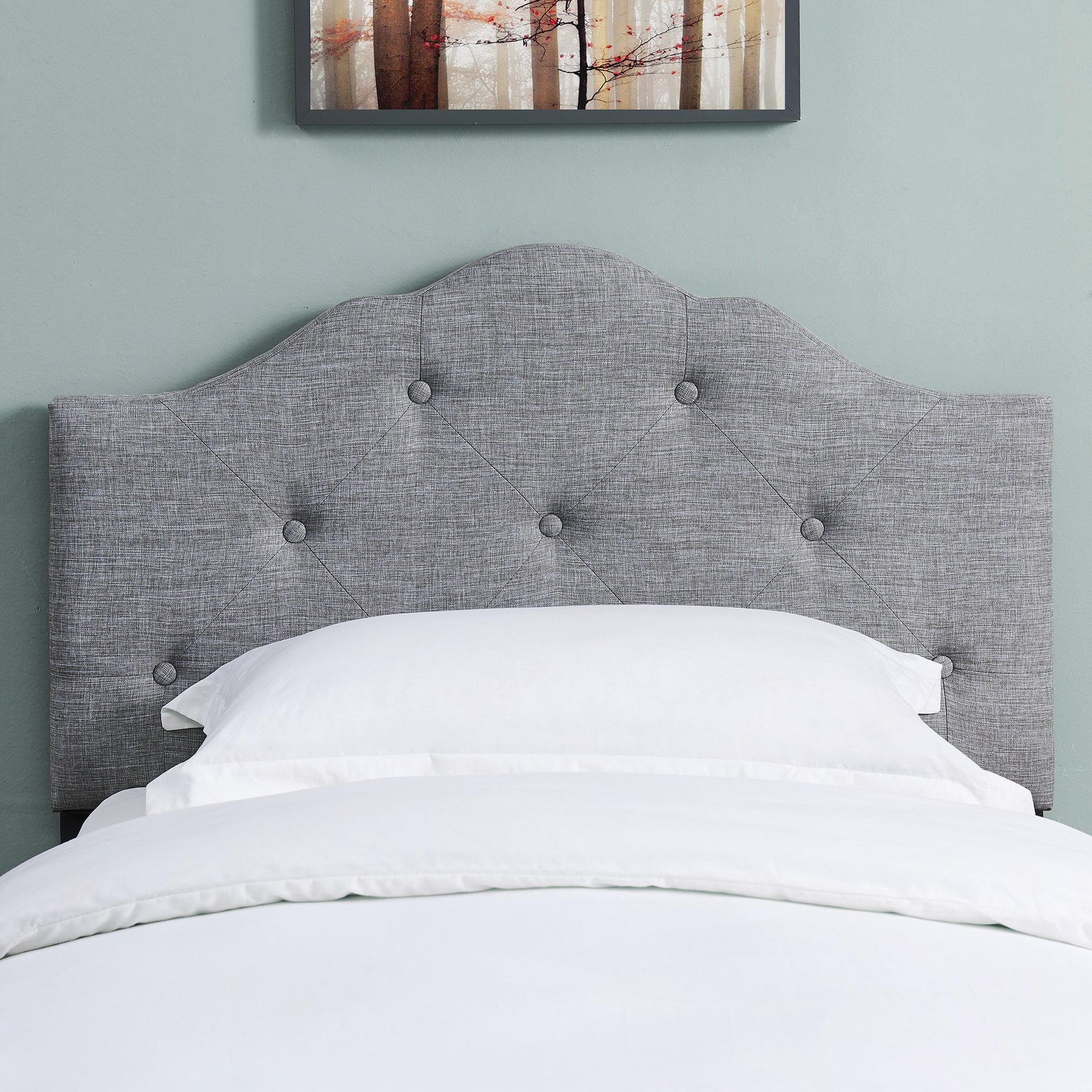 Koby Home Upholstered Headboard Solid Wood Modern Style Twin Size Gray