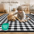 thumbnail image 4 of ODIKA 6'x9' Washable Area Rug Plaid Checkered Under Boho Mini Gingham Inset Squares Doormat for Dining Room, Table, Office Décor, Non-Slip Chair-Friendly, 4 of 7