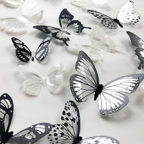 MAFNIO 38 Pièces Stickers Muraux Papillons en Cristal Coloré 3D avec  Décalque d'Art Adhésif Papillons en Papier Satiné Bébé Chambre d'Enfant  Décoration Bricolage (coloré A) 