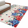 thumbnail image 2 of Independence Day Star Washable Area Rug 3 x 5 ft Farm Red Blue White Star Green Leaf Flower Linen, Soft Non Slip Rugs Stain Repellent Indoor Felt Carpet for Living Dining Room Bedroom Home Office, 2 of 9