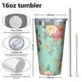 thumbnail image 4 of 16oz Tumblers Pioneer Flower Stainless Steel Vacuum Insulated Double Wall Travel Tumbler Cups Mug with Lid and Straw,Cleaning Brush for Coffee,Tea, 4 of 4